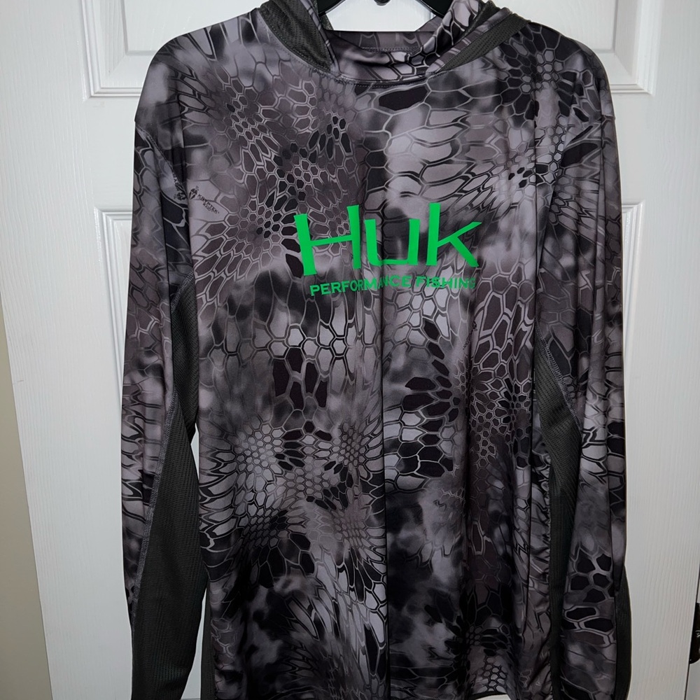 Huk Gray and Black Performance Hoodie